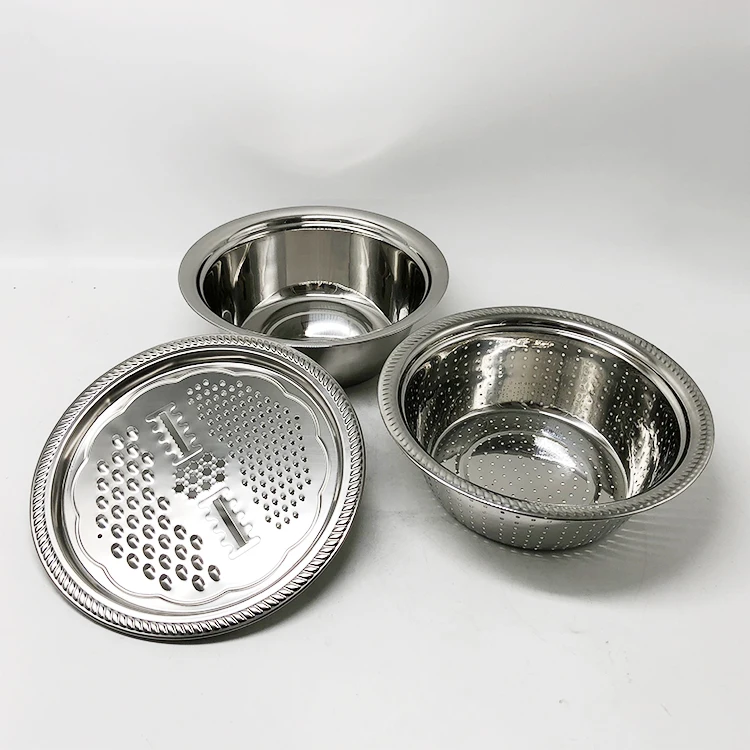 Hot Sale kitchen Accessories 201 Stainless Steel Strainer Rice Colander