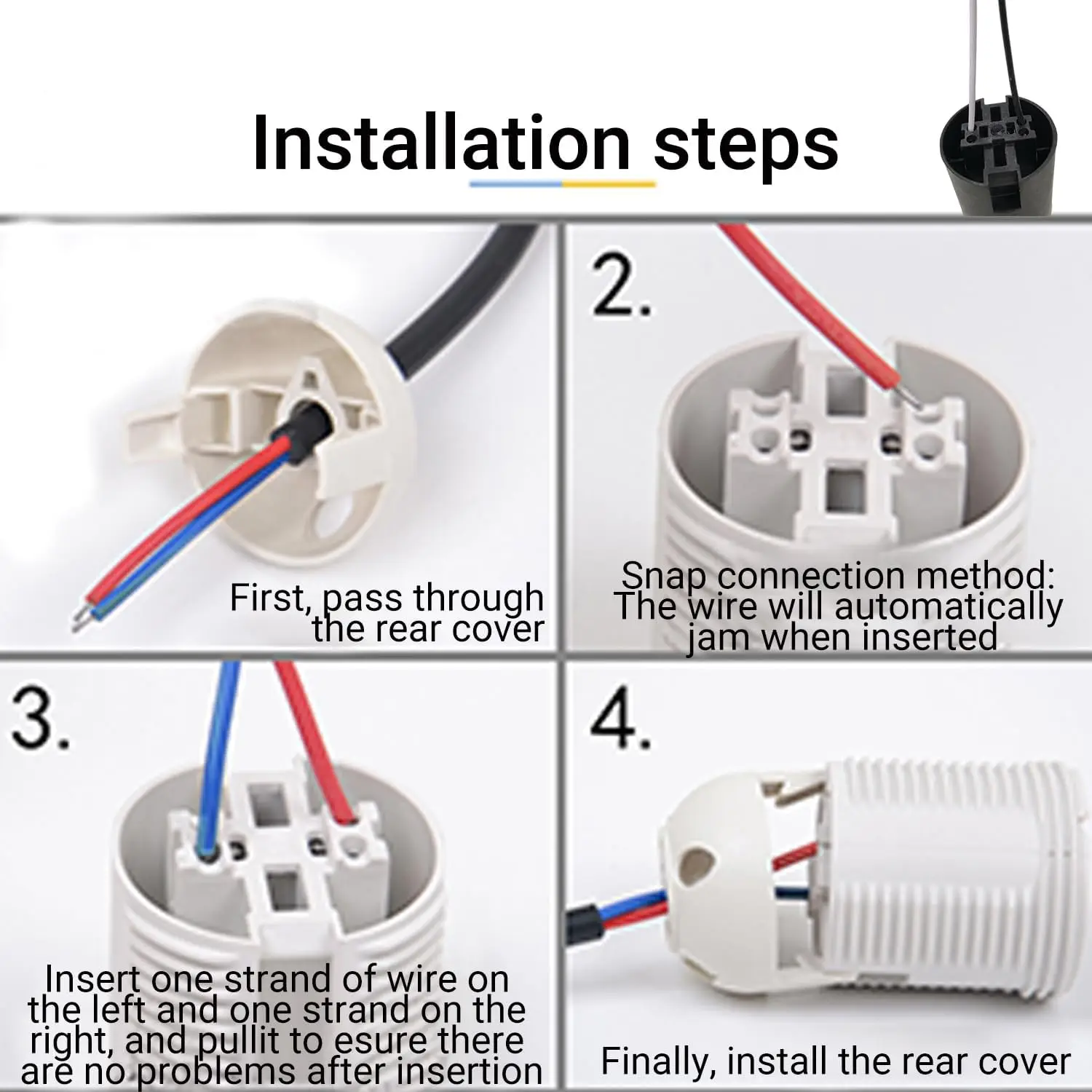 Factory Outlet Black White E27 Lamp Holder  AC85-265V Lighting Part PC Socket for Bulb Table Ceiling Lamps