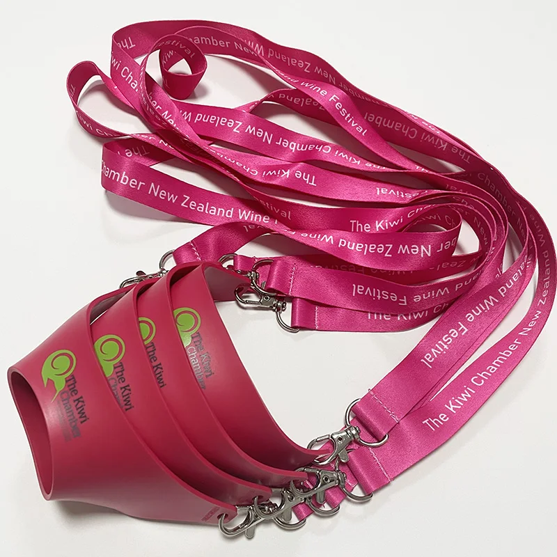 Adjustable Lanyard Strap With Heat Transfer Logo Customizable Drink Cup Wine Glass Holder Necklace