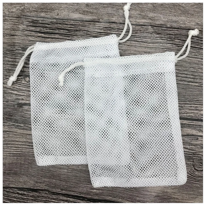 custom polyester fabric high quality drawstring gift storage and packaging pouch small mesh net bag