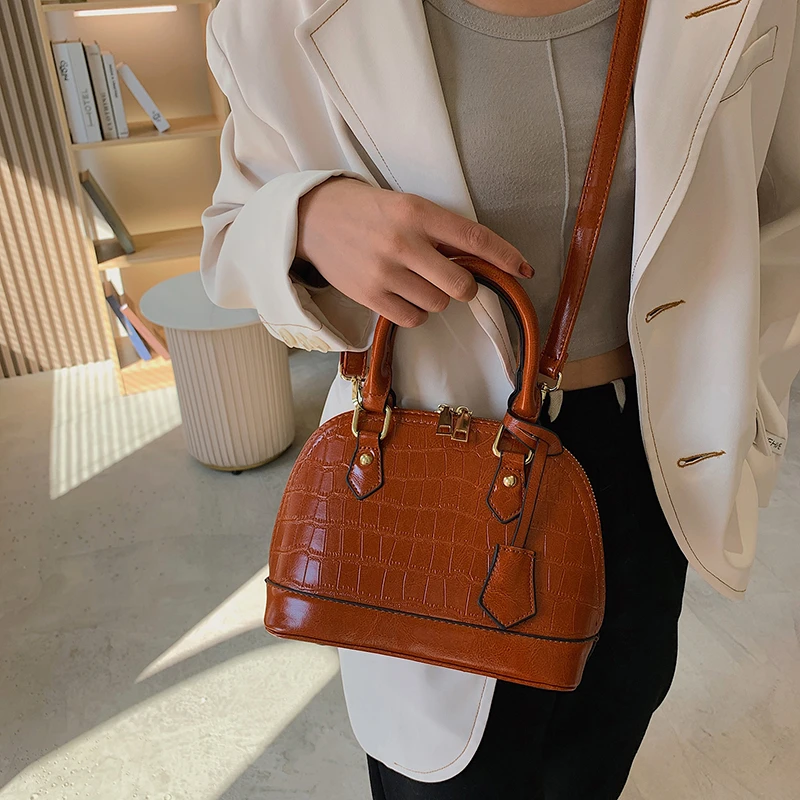 simple hot products ladies crossbody purses stone pattern shell types shoulder bags women handbags ladies