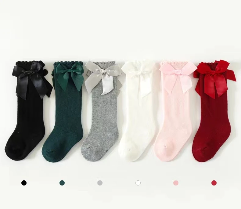 Xiximi Newborn Baby Socks with Velvet Bow Winter Cotton Kids Floor Socks Knee High Baby Girl Socks Legger Warmer