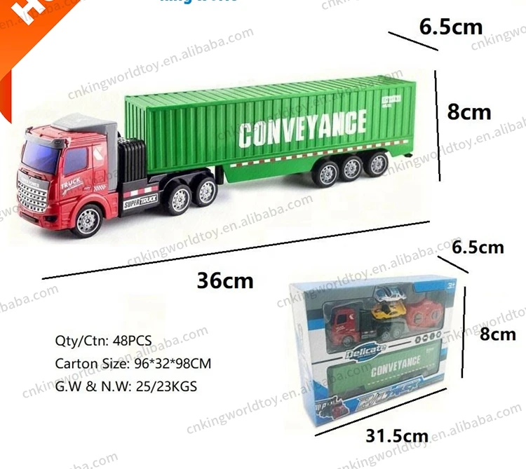 1/48 Remote Control Tractor Container Truck Electric Transporter Simulation Model Four-Way Remote Control Car