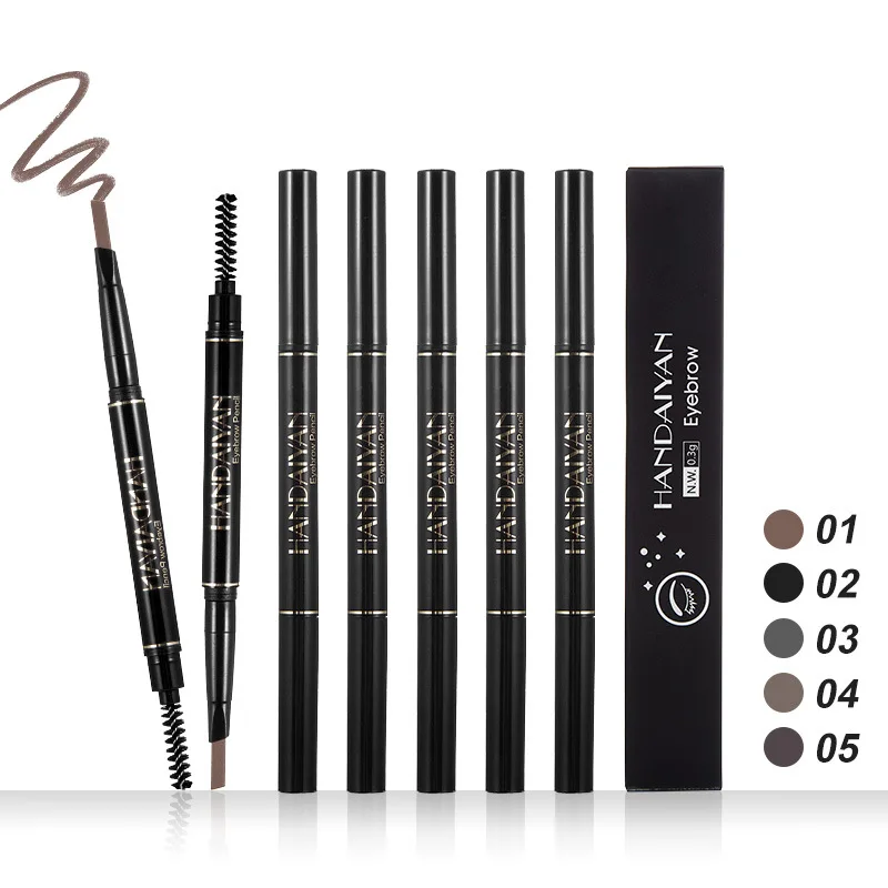 
Wholesale Cheap Waterproof Makeup Double-Head Automatic Brown Triangle Eyebrow Pencil with Brush 