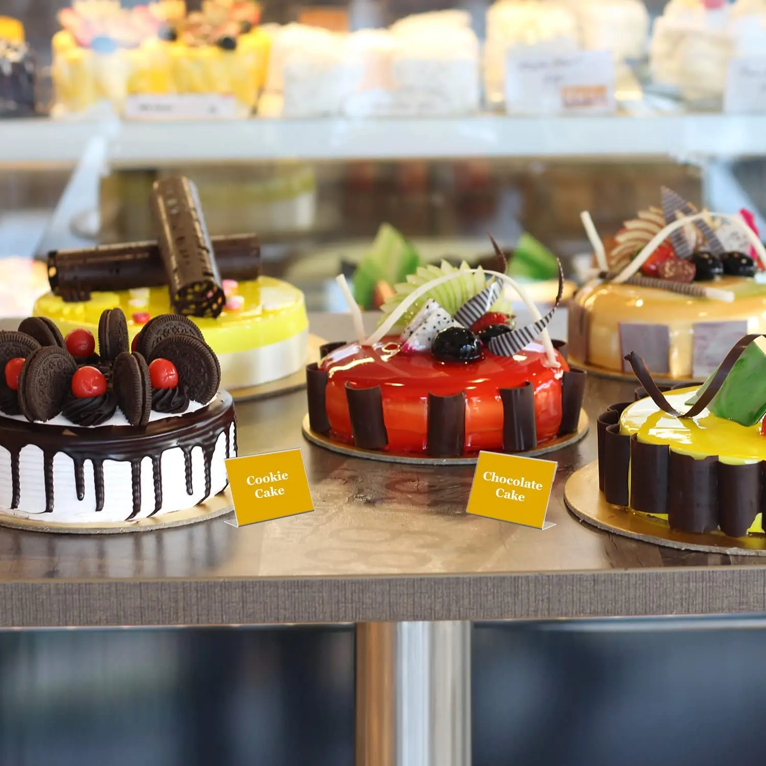 Mini Clear Acrylic Sign Display Holder With Blank Labels,Horizontal Slanted L-shape Name Card Price Card Tag Label Counter Top