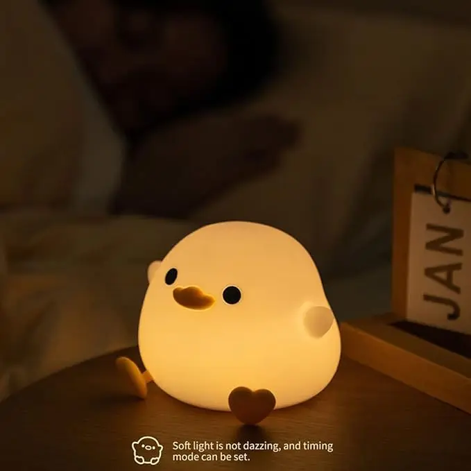 Cute Cartoon Touch Lamp Silicone Nursery Light with Timing Function Rechargeable Mini Baby Bedside Lamp Tap Control Table Lamp