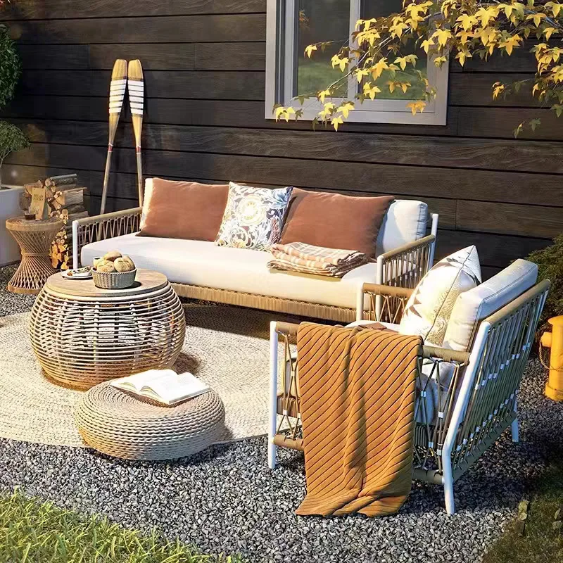 Outdoor luxury leisure sofa rattan table and chairs courtyard simple designer outdoor villa terrace hotel garden furniture