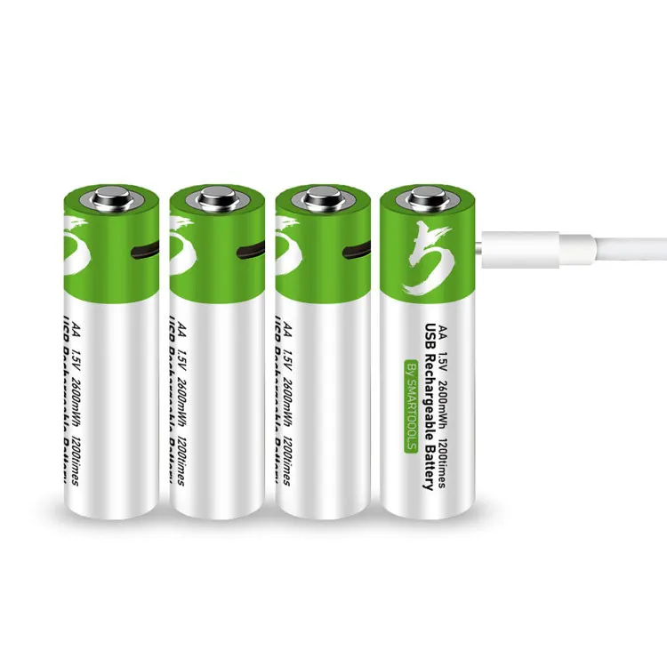 AA 1.5 Voltage AAA Batteries Lithium ion Rechargeable USB Battery Size AA 2600mWh Lr6 1.5V for Smartoools Non Lr6 Alkaline Cell