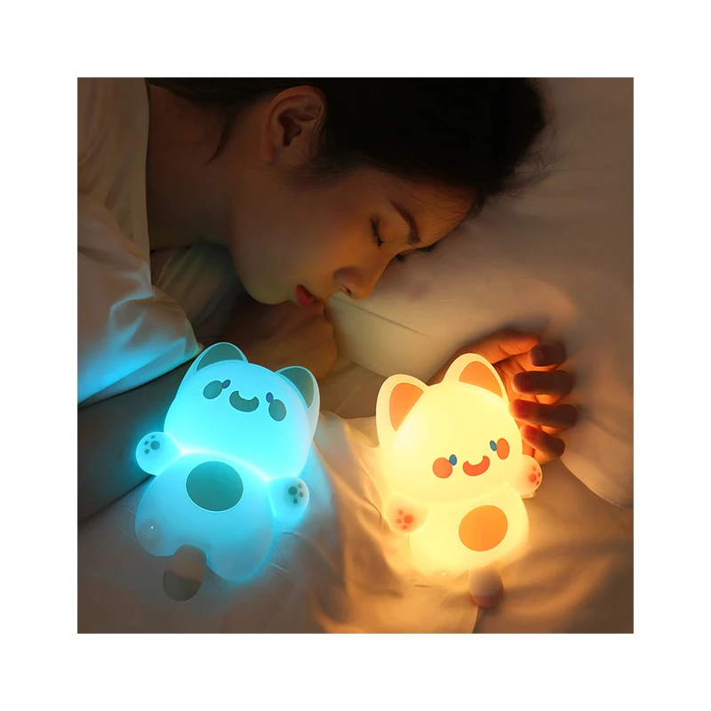 2024 New hot sale creative cute cat with magnetic silicone night light