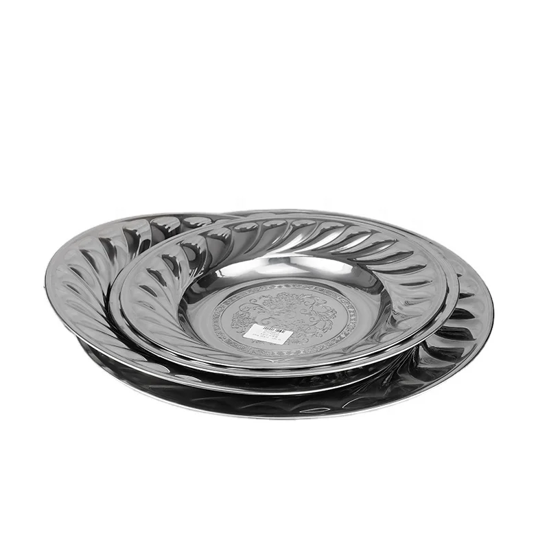 Africe hot selling stainless steel round tray 18cm 50cm grape plate