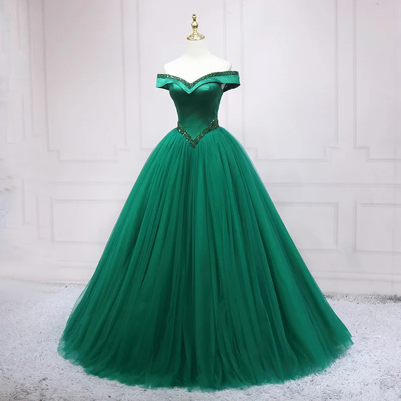 SUNNY Green One-shoulder Evening Dress Show Party Host Fashion Long Dress