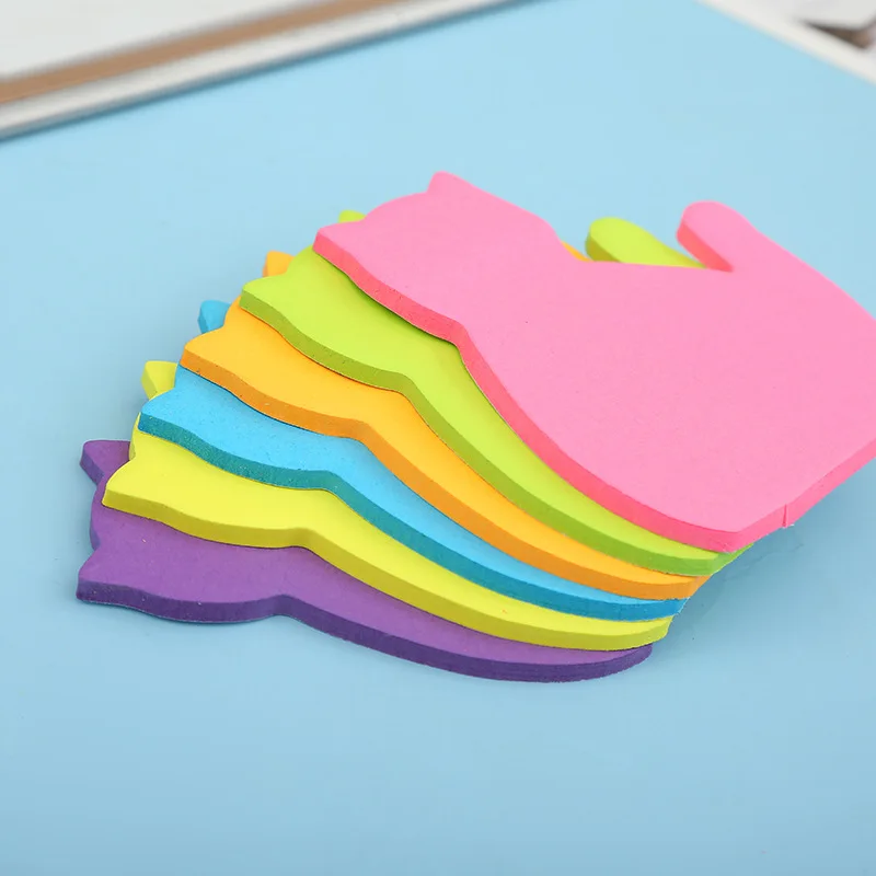 Customize Logo Cute Cat Sticky Notes 8 Color Bright Colorful Sticky Pad 75 Sheets Pad Self-Sticky Note Pads for School
