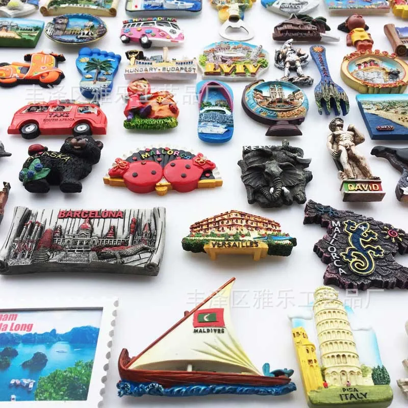 The world travel decorative crafts resin magnet refrigerator sticker