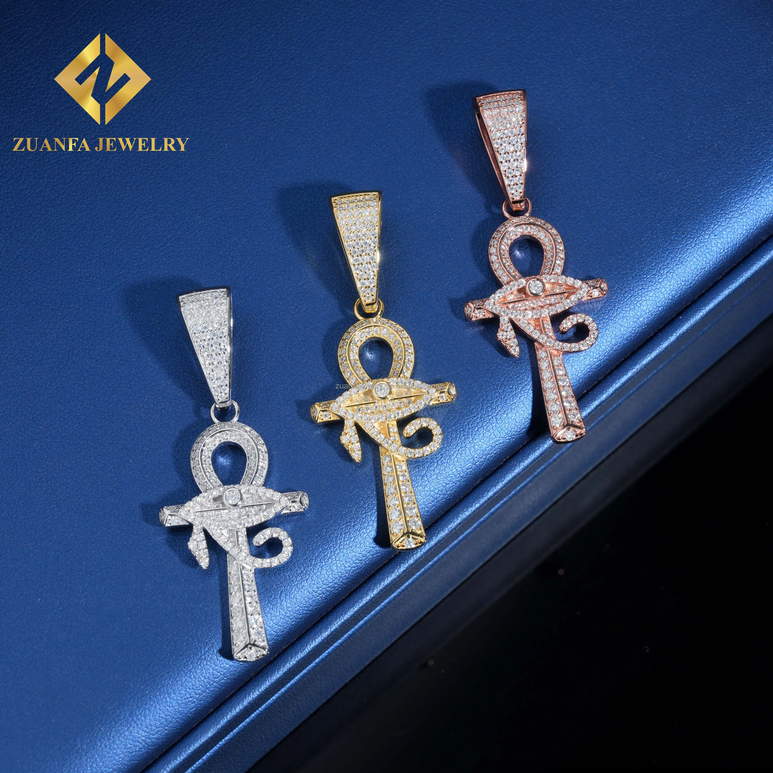 Pass Diamond Tester Best Selling GRA Certificate Iced Out Hip Hop Jewelry 925 Silver  Moissanite Diamond Evil Eyes Cross Pendant