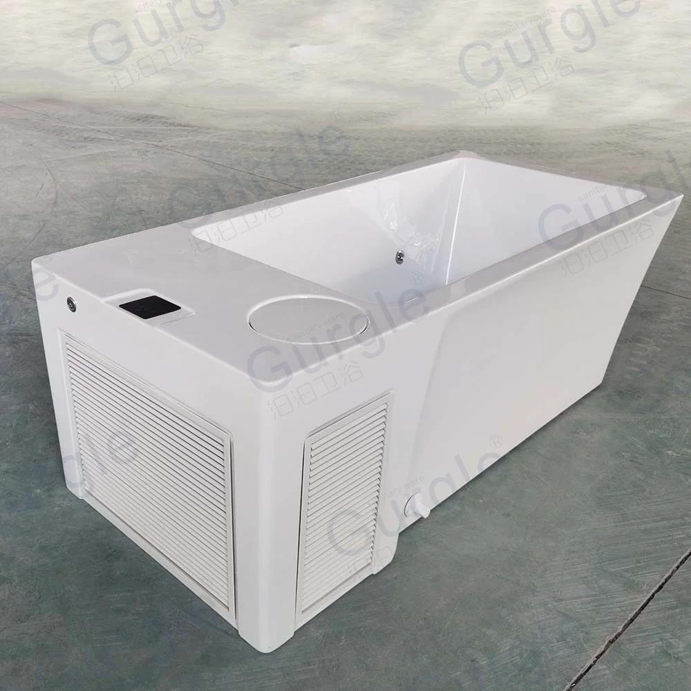 Acrylic Square All In Cold Plunge Tub Ice Bath With Chiller Together One Piece Ice Bath Chiller With Pump