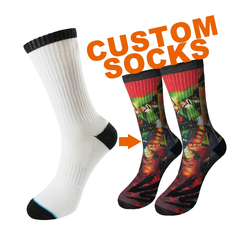 Design your own crew custom cotton print embroidered OEM Socks embroidery logo customize custom made logo sports men socks