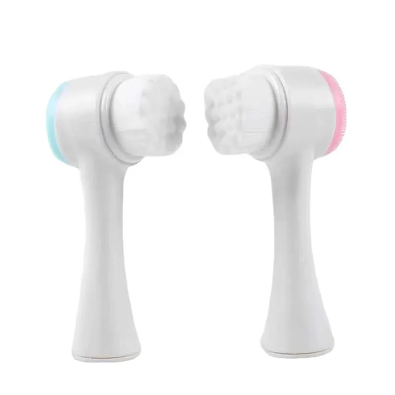 Silica Gel Soft Bristle Station Cleansing Brush 3D Double Face Cleansing Brush Manual Cleansing Brush Deep Cleaning