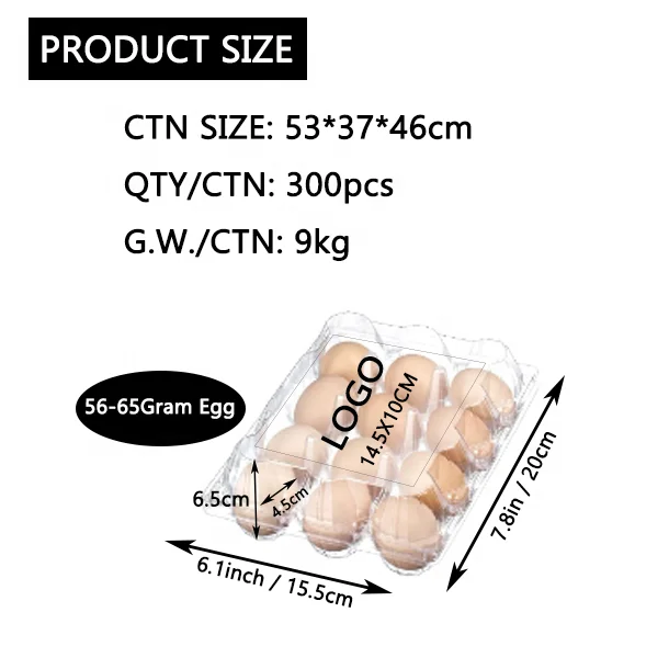 Recyclable Plastic Egg Tray 12 Cell 3x4 Reusable Disposable Egg Tray Egg Packing Trays Supply