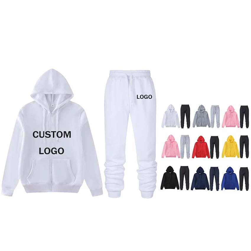 Men zipper hoodie set custom sweatsuit tracksuits with logo sweat track suit for men