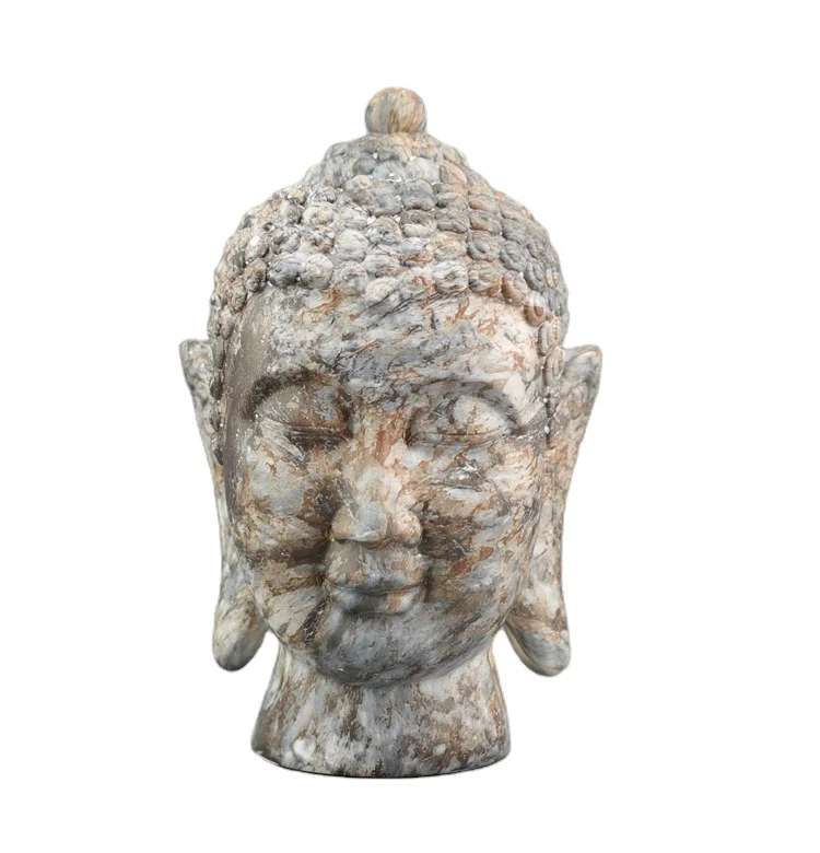 Resin Crafts Porcelain for Buddha Statues Water Transfer Printing White Buddha Head Home Decoration 