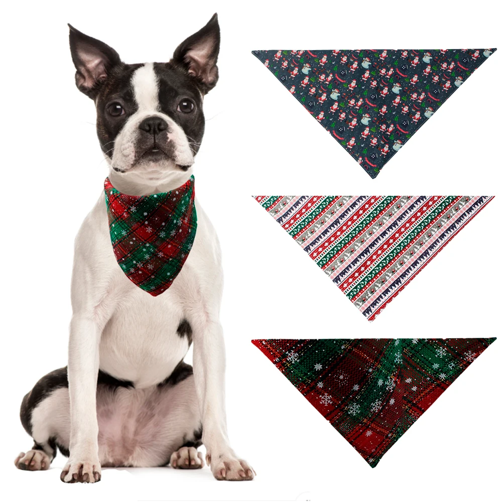 Soft Christames Holiday Dog Bandana Adjustable Puppy Triangle Pet Bibs Scarf