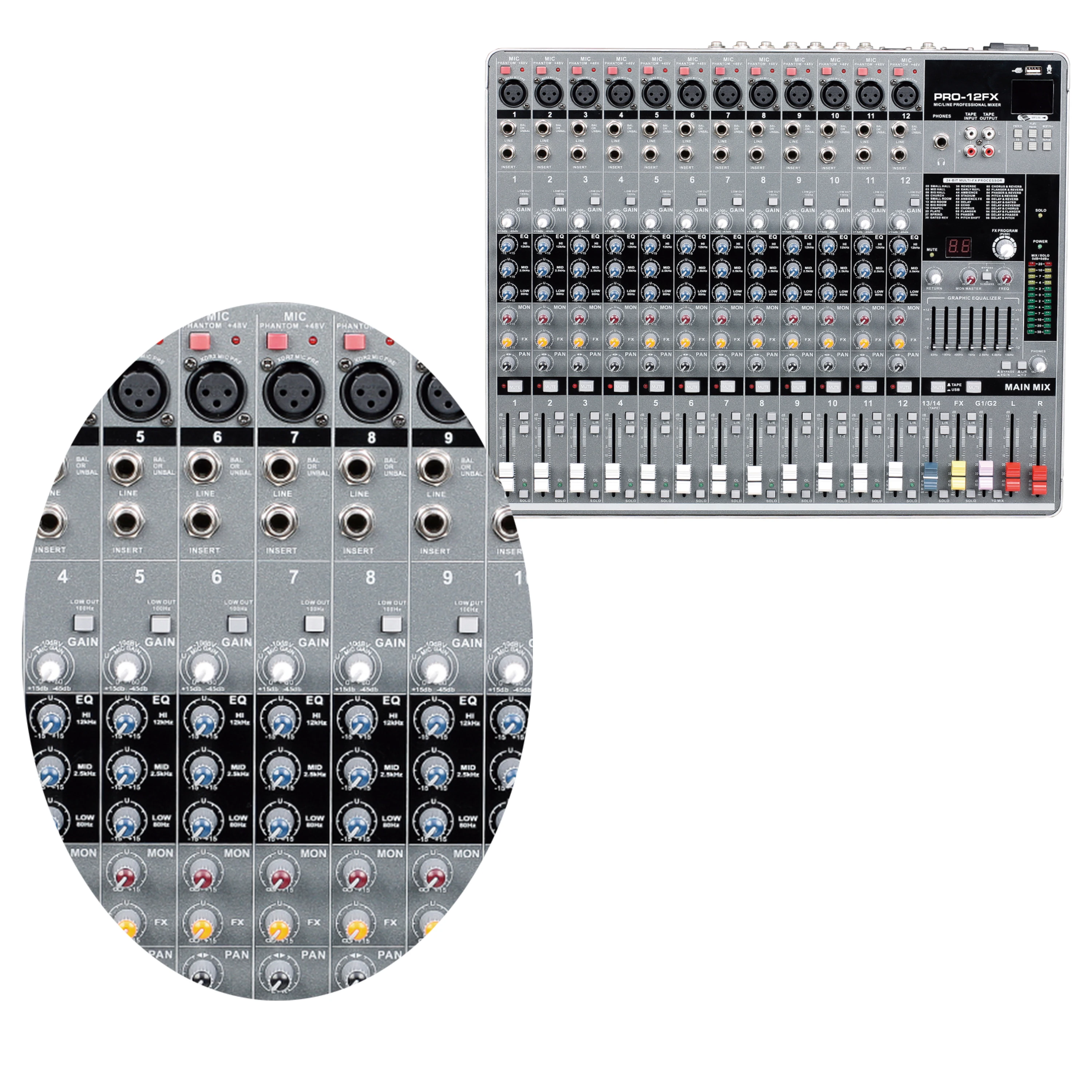 Pa audio system studio sound electronic digital dj audio 12 Channel Mixer