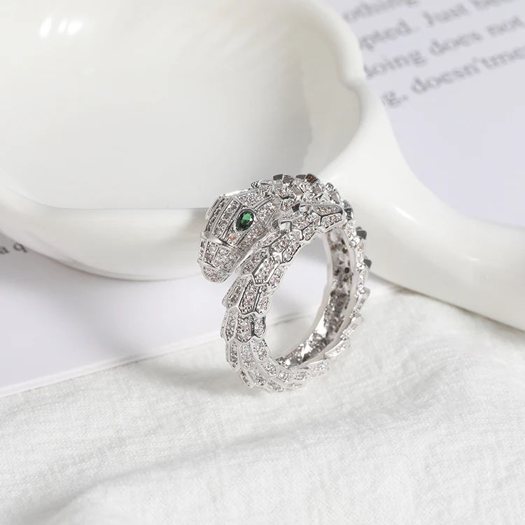 
Animal Jewelry CZ diamond Ring Snake shaped engagement rings silver plated fashion ring for women 
