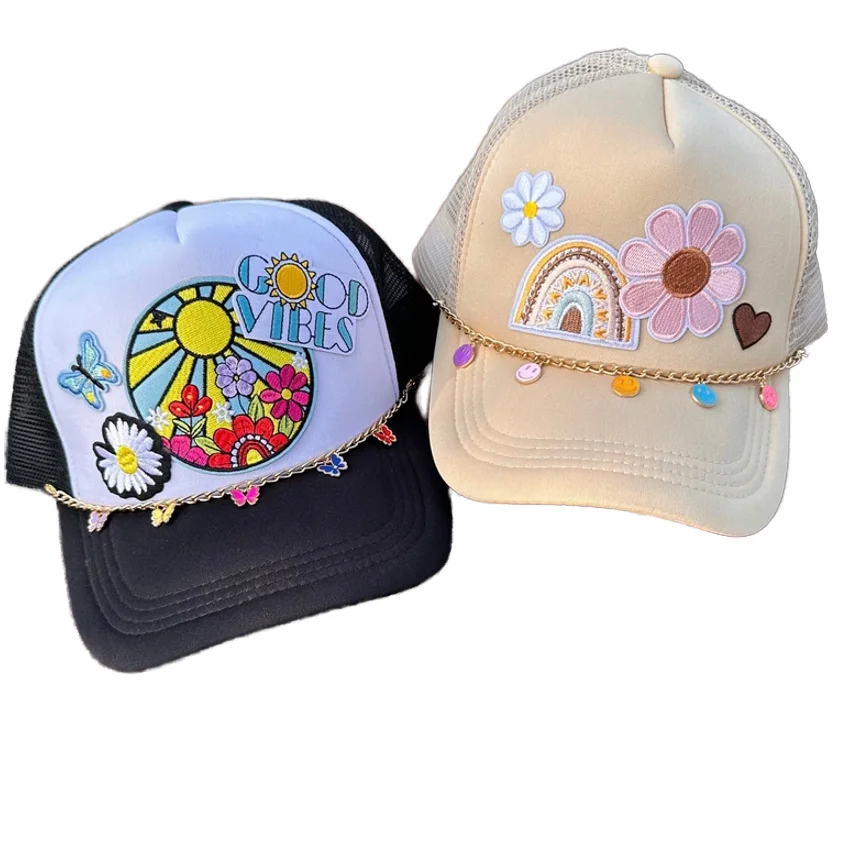 2024 Summer New Arrival Trucker Hats Chain DIY Colorful Flower Charm Hat Chain Fashion Trucker Hat Charm Accessory