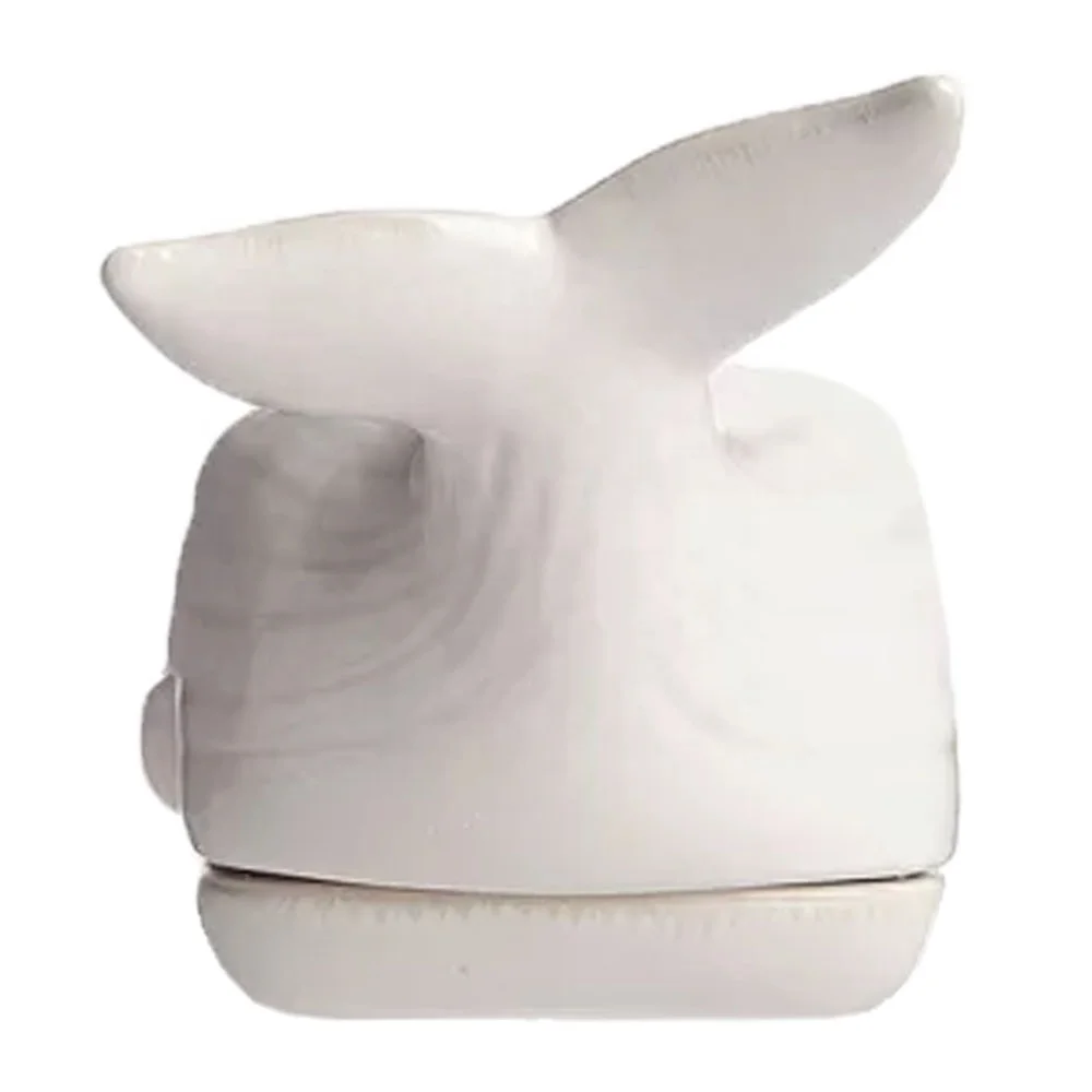 Custom contemporary dinnerware rectangular nautical glossy ceramic white whale porcelain butter dish with cover lid