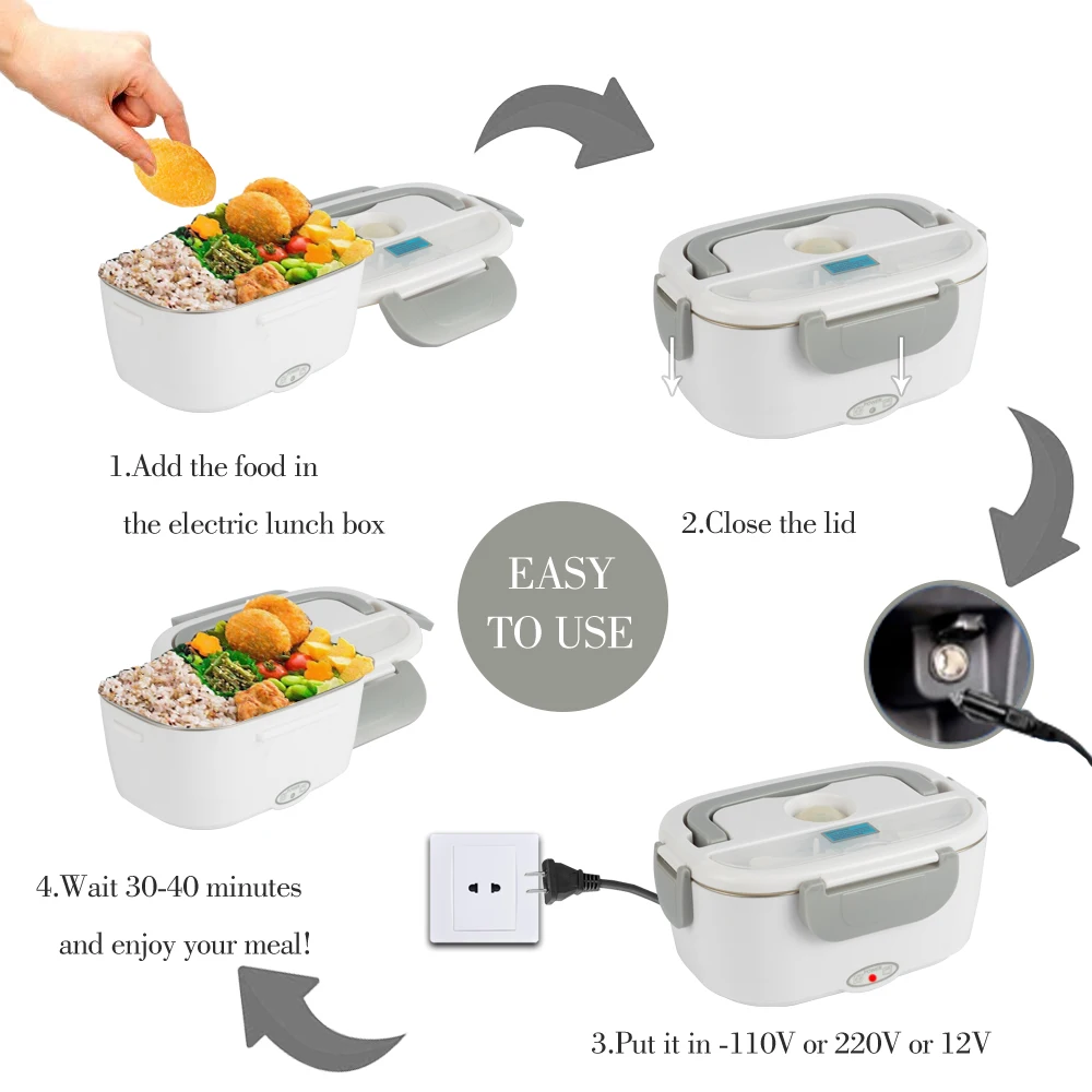 110v/12v Food Heating Electric food container for Home Car Food Container  Amazon hot sale electric lunch box