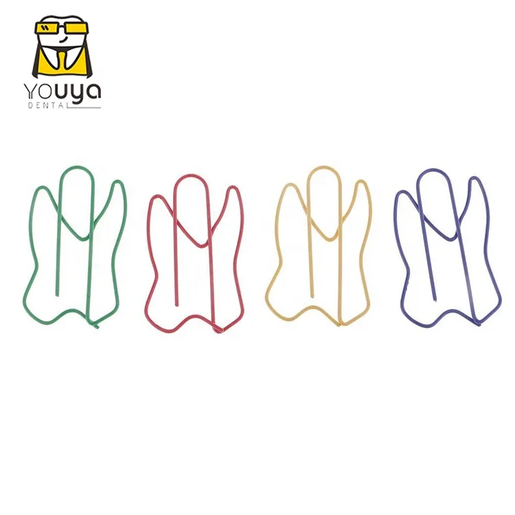 Colorful Unique Metal Paper Clips Dental Tooth Shaped Paper Clip