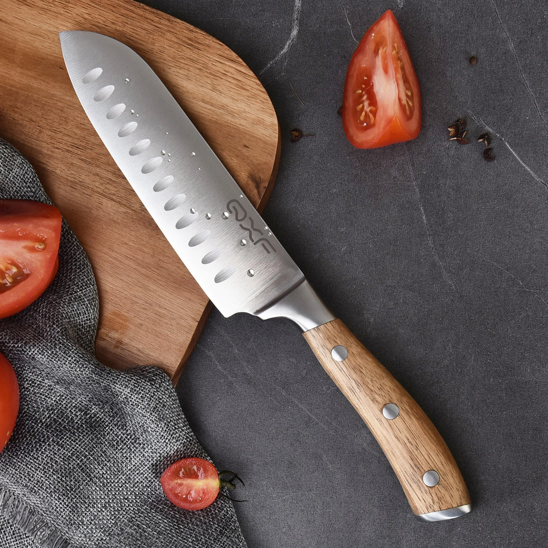 Профессиональный 6-дюймовый нож шеф-повара Santoku Ультра Острый Высокоуглеродистый из нержавеющей стали японский с зеброй деревянной ручкой