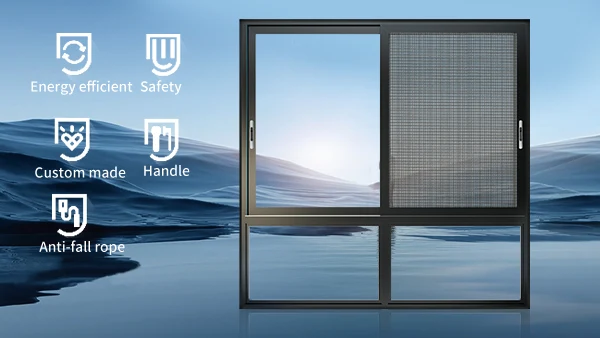 Residential project waterproof 3 tracks aluminum sliding window with blue glass
