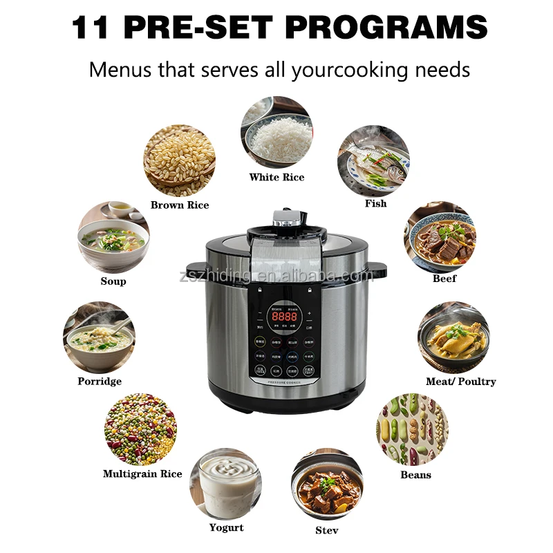 Factory Price 5L  8L 10L 12L electric steamer 11 preset menu 5L 6L digital slow smart pressure cooker rice cookers electric