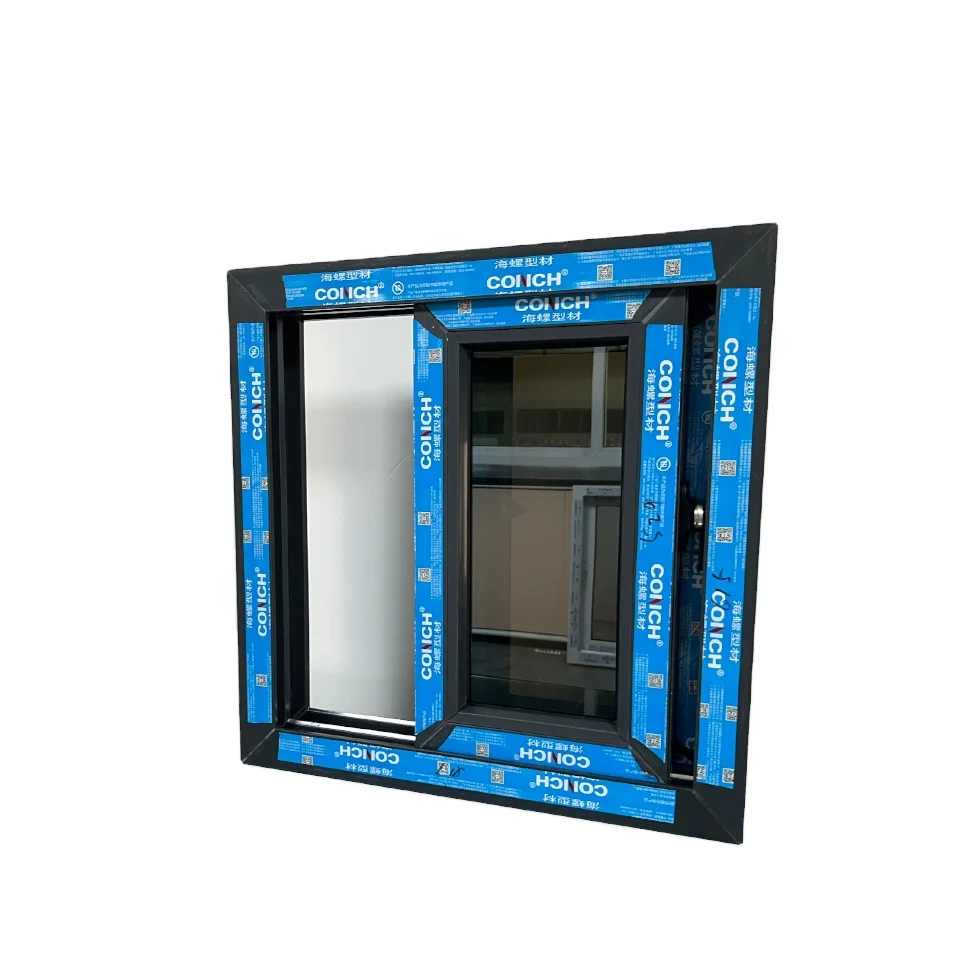 Good Price UPVC Windows Black PVC Windows Double Glaze Gray PVC Sliding Black Vinyl Windows