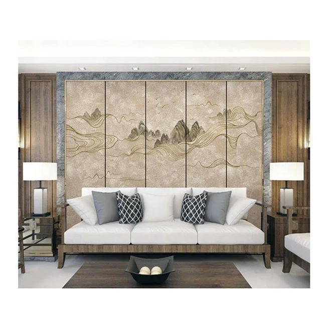
New Chinese style ancient feelings background wall painting high quality solid wood 