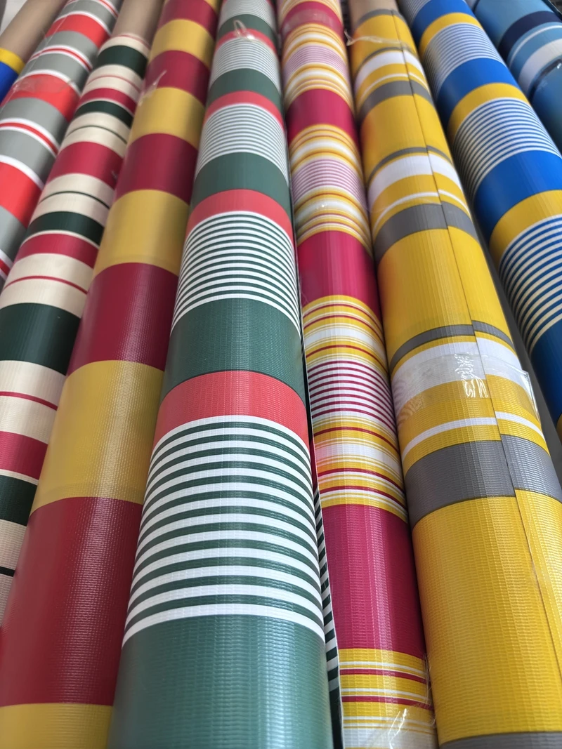 Sheet Roll Rollo Pvc Coated Stripe Tarpaulin Awning Tarp Nylon Fabric Laminated Vinyl For Tent Cover Truck Foldable Fish Tank