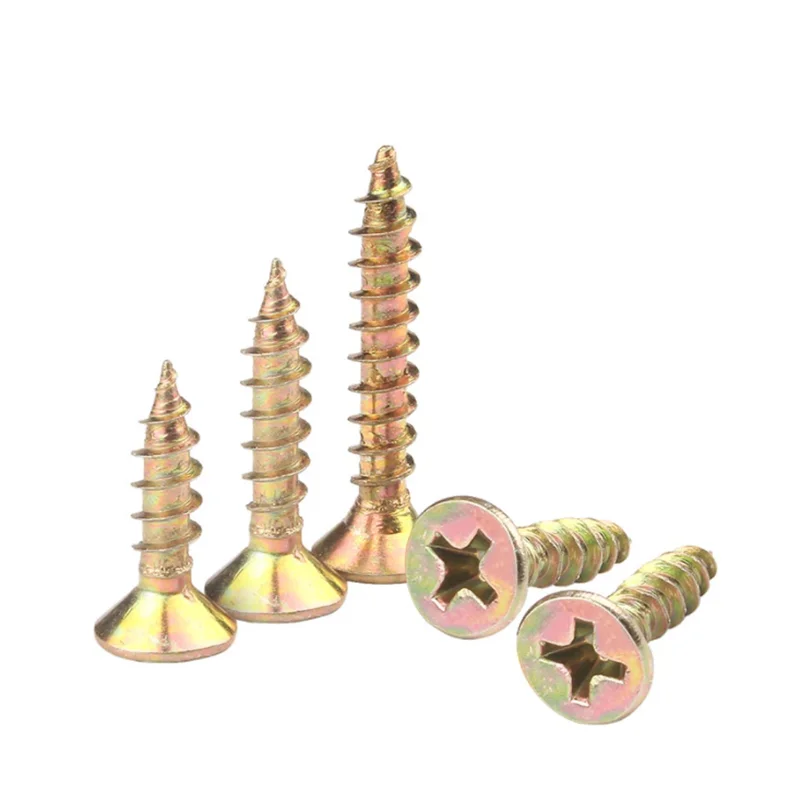 Aimino OEM High-strength Fiberboard Screws Gold Self-tapping Screws Carbon Steel Zinc Plated Furniture Screws