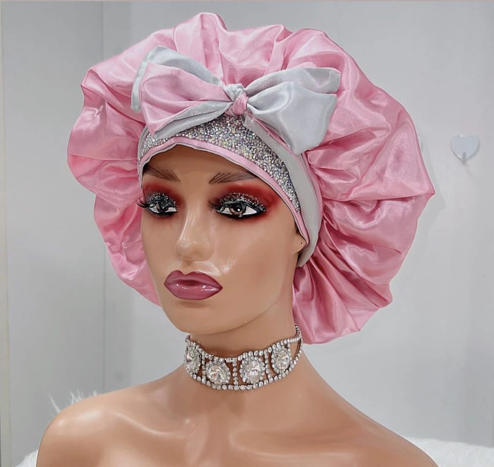 Best Selling Bonnet Satin Double Satin Lined Silk Bonnet with Custom logo Adjustable Reversible hair sleep hat bonnet