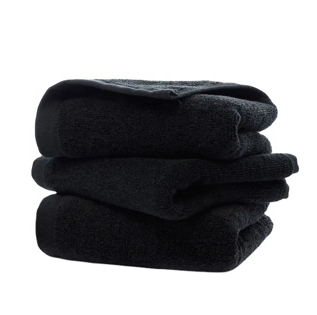 Cheap Black Bleach Proof Salon Towels Wholesale Quick Drying Cotton Towels for Beauty Hair and Nail Salon Gym Spa Home Hair Care