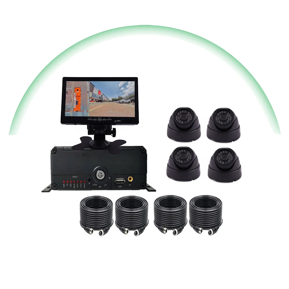 HYF 8CH HDD SD MDVR Cameras With Monitor System 360 view Free CMSV6 Platform 4G 5G GPS Surveillance Kit For Bus Truck
