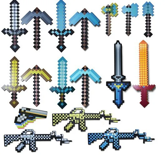 New 37 style My World weapon Model Sword Mosaic pixel toys Sword EVA froth Kids Toys Sword