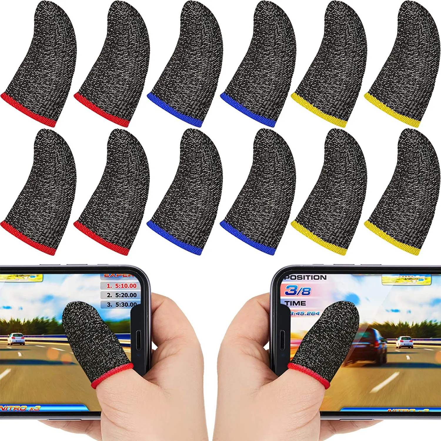 New Finger Sleeves for Gaming Mobile Game Controllers Thumb Sleeves Set Anti-Sweat Breathable Seamless Touchscreen Finger