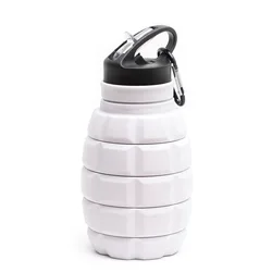 Outdoor 500ml Collapsible Hand Grenade Water Bottle Food Grade Silicone Biking Hiking Kettle Hook Mountaineering Buckle Cup