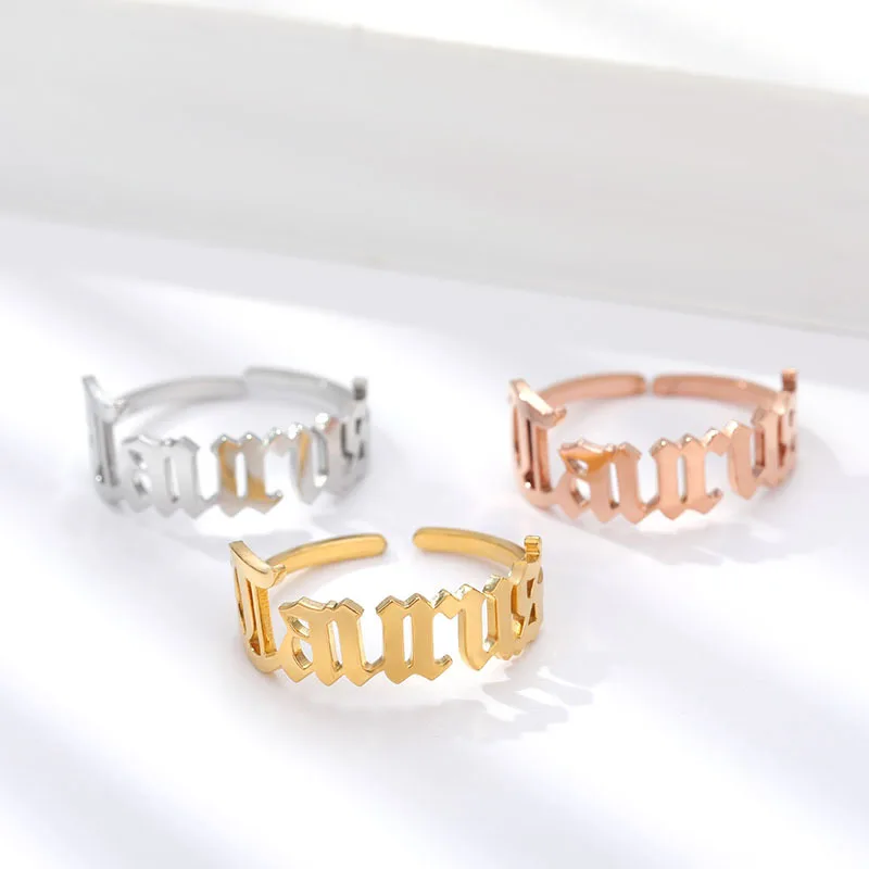  Высокое качество 14 K позолоченные Регулируемые кольца зодиака из нержавеющей стали ювелирные изделия для