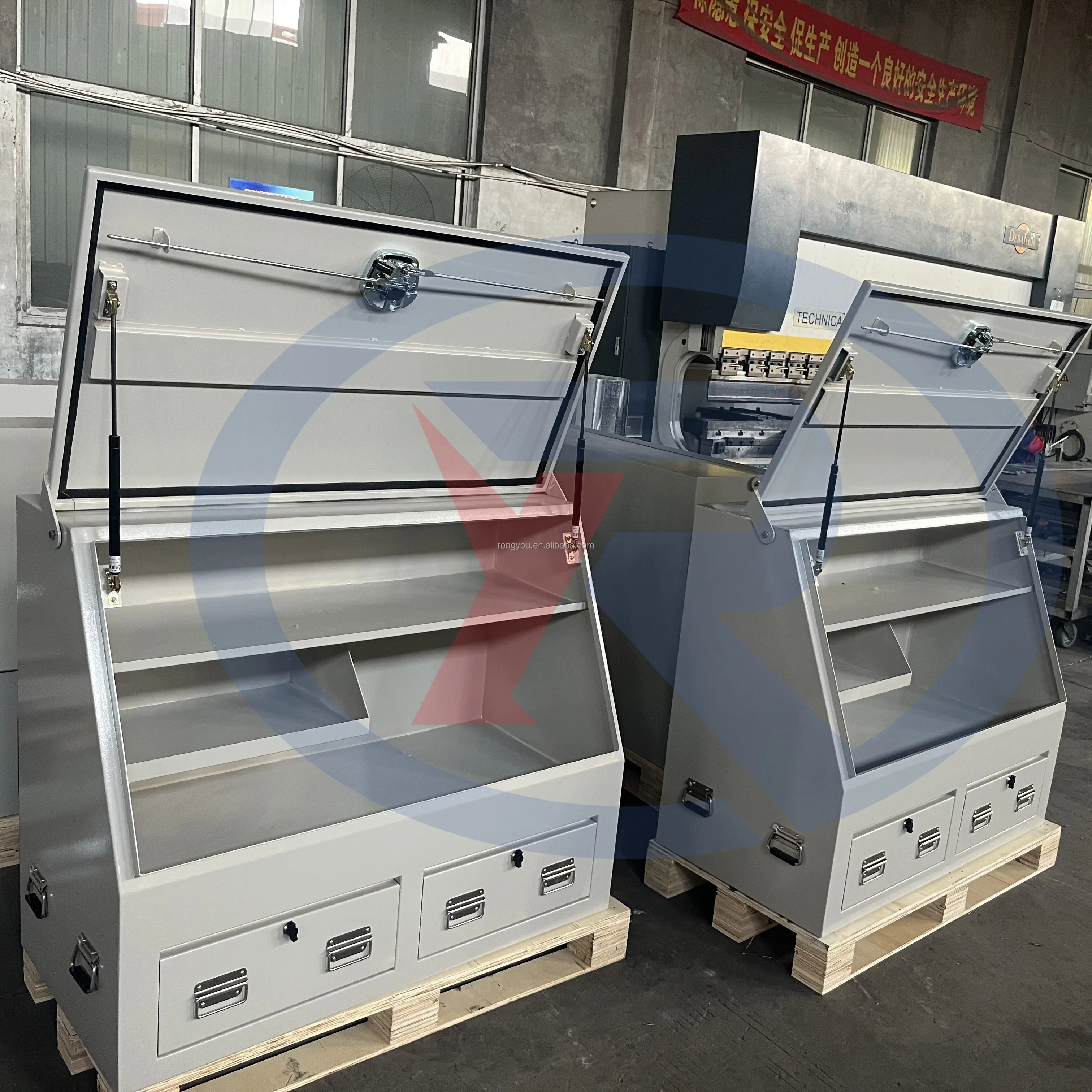 Width 1200mm White Powder Coated Steel Truck Tool Box with 2 Drawers for Ute or Truck