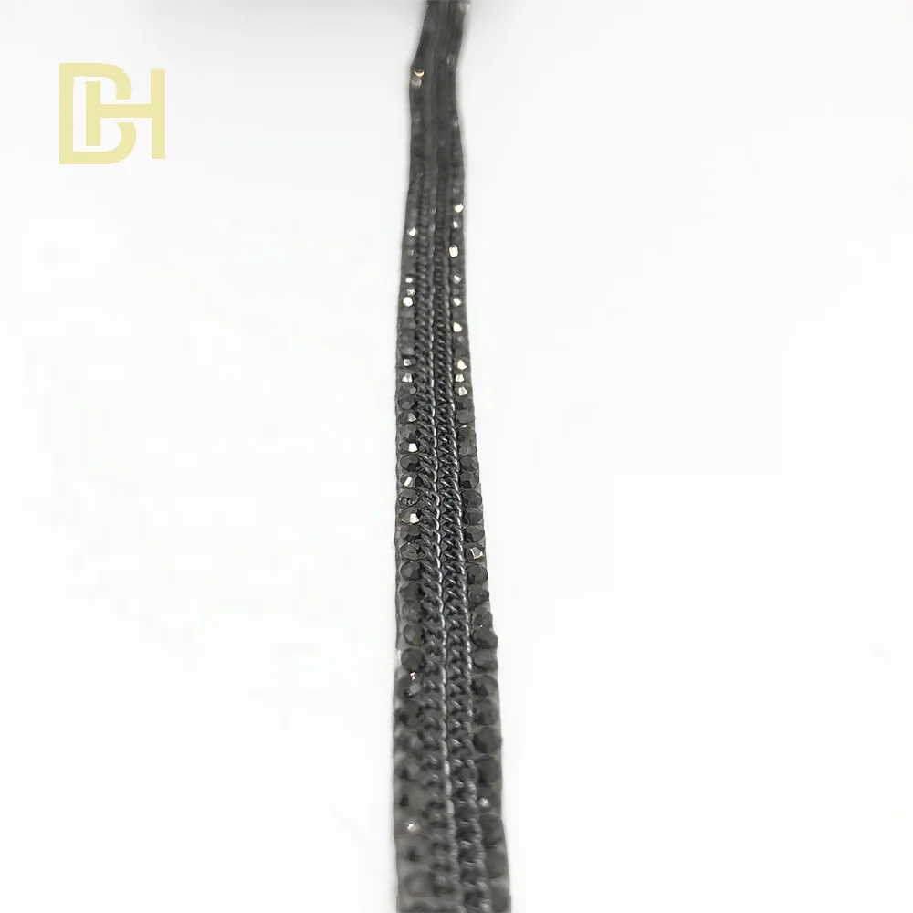 L028 factory outlet 1.5cm iron on rhinestone trim chain hotfix rhinestone sheet trimming for shoes bags and clothing