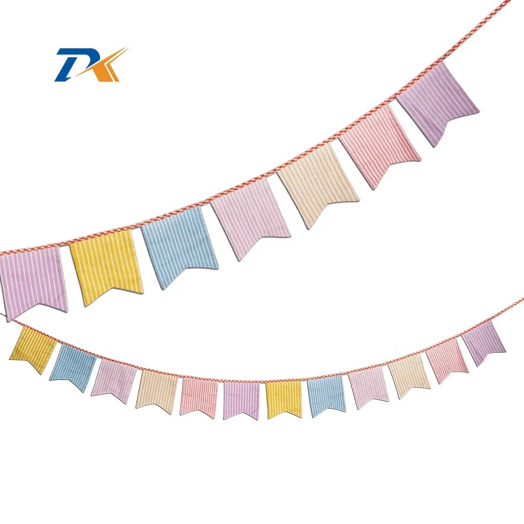 3.2m 12 Flags Handmade Cotton Cloth Banner Pennant Garland Children Kids Baby Shower Birthday Bunting Wedding Party Decoration