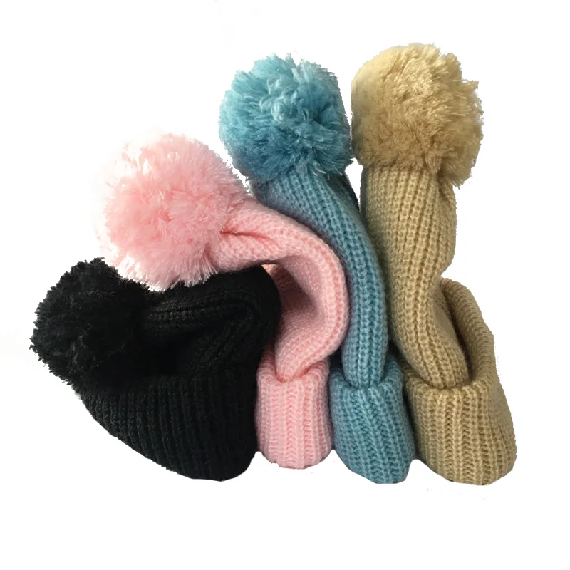 Knitted cuff beanie winter pom pom warm skull hats for men and women
