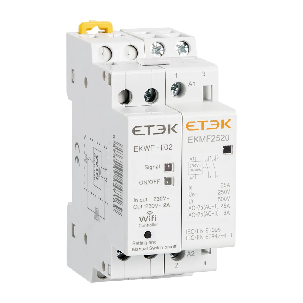 ETEK smart contactor AC 220v 4 pole and 2 modular TUYA/WIFI electric contactors WIFI smart switch controller contactor